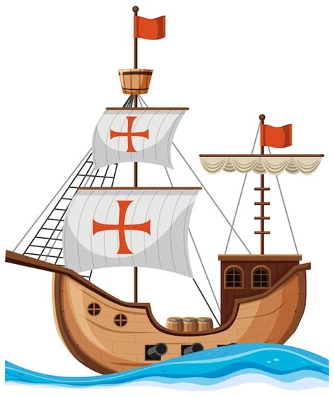 Barco de cristóbal colón aislado | Vector Premium