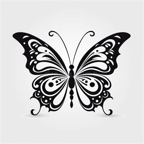 Elegant Black and White Butterfly Pattern on White Background Stock ...