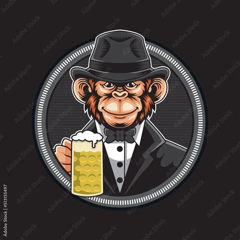 Drunk monkey cartoon premium vector Stock Vector | Adobe Stock