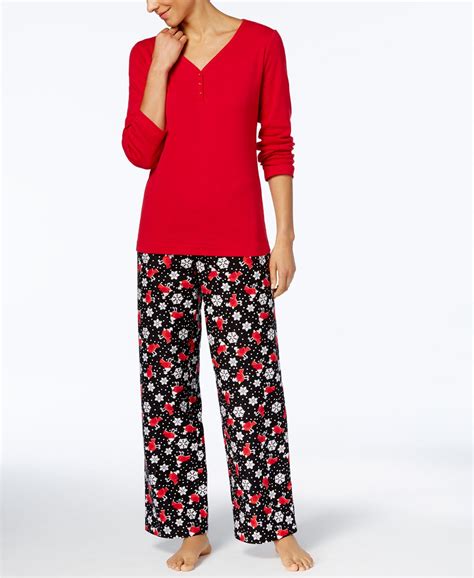 Charter Club -Flannel Mix It Top & Printed Pants Pajama Set-Regular-XL-Holiday Bird - Walmart.com