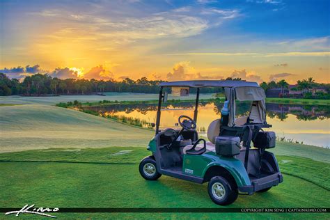 EZ Go Golf Cart at Mirasol Golf Course Sunrise in Palm Beach Gardens | HDR Photography by ...