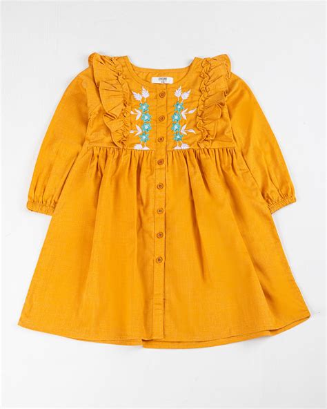 Baby Girl Mustered Color Dress Woven Top