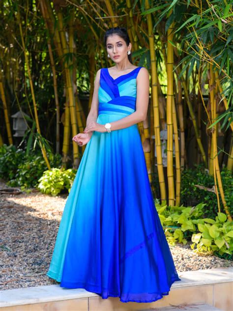 Aqua Blue Shaded Flared Gown – 101 Hues