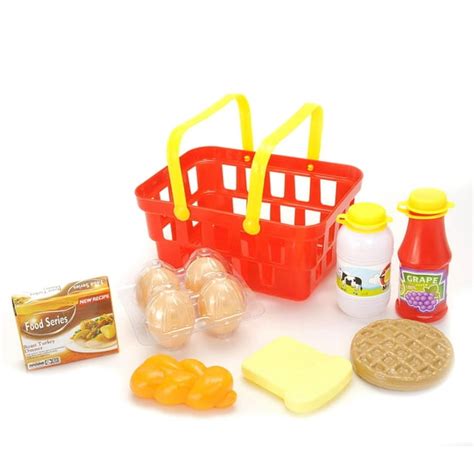 Pretend Breakfast & Lunch Play Food Set with Basket for Kids - 10 Piece Set PS117 Toy for 4 year ...