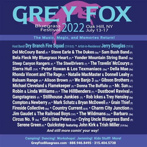 Grey Fox Bluegrass Festival Lineup for 2022 Released