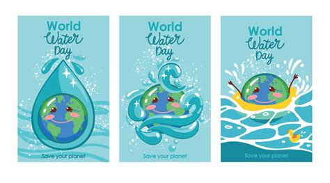 Set of illustrations dedicated to World Water Day. Poster. 22640052 ...