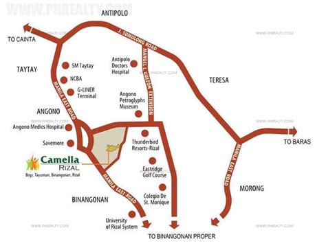 Location & Address of Camella Homes Camella Binangonan - Binangonan, Rizal.