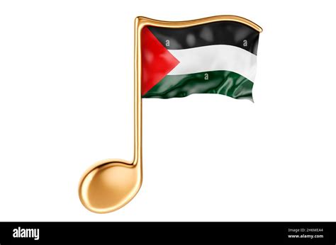Musical note with Palestinian flag. Music in Palestine, concept. 3D rendering isolated on white ...