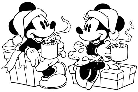 Mickey Mouse And Minnie Mouse Christmas Coloring Pages