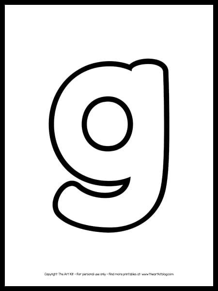 Lowercase Letter g Outline Printable FREE - The Art Kit