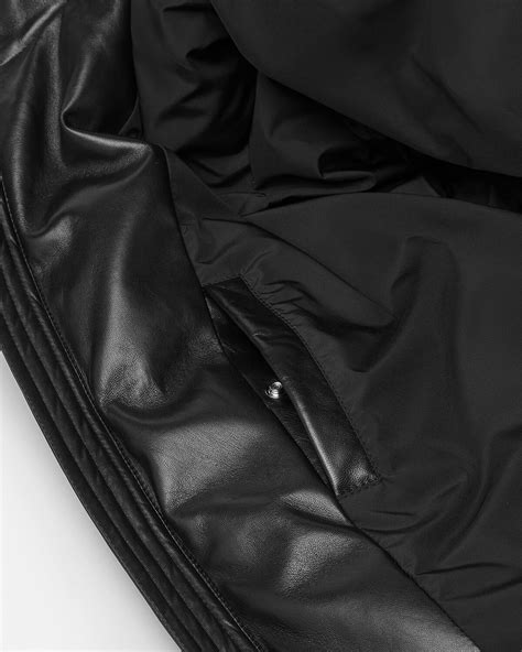 Versace Leather Zip Puffer Jacket | VERSACE