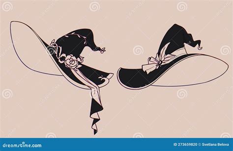 Halloween Witch Hat Set, Silhouette Stock Vector - Illustration of ...