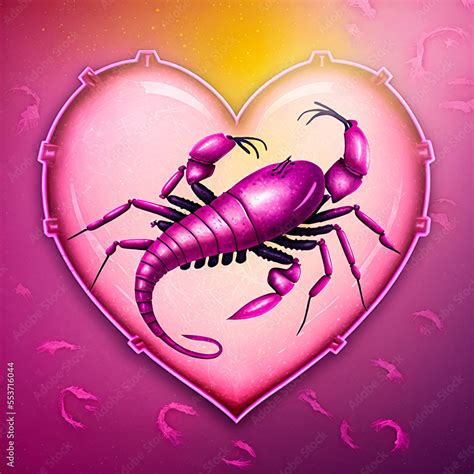 Astrological symbol of Scorpio in a passionate love style. Tones and a ...