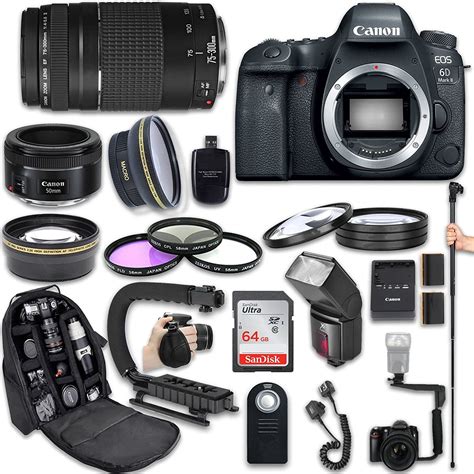 Canon EOS 6D Mark II DSLR Camera with Canon EF 75-300mm f/4-5.6 III ...