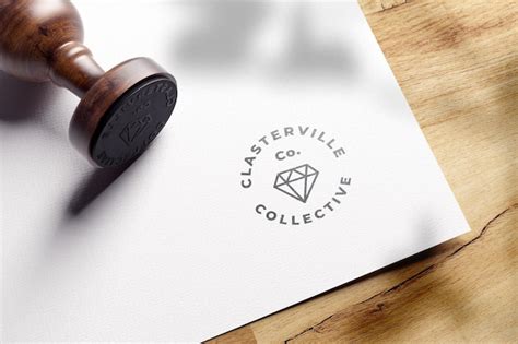 Premium PSD | Round Rubber Stamp Logo Mockup