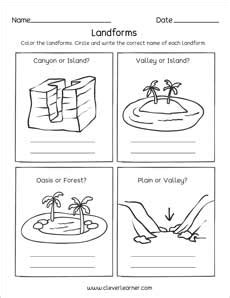 Landforms printables and worksheets for kindergarten and preschool