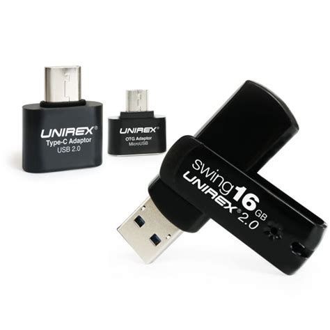 2 Pack Swing USB 2.0 Flash Drive with Micro USB & Type C Adapter ...