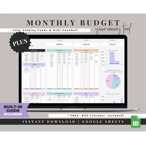 Monthly Budget Spreadsheet, Simple Budget Planner, Google Sheets Budget ...