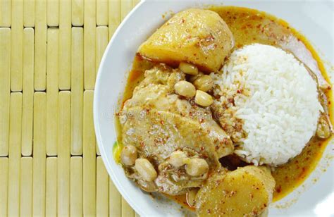 Chicken Curry and Potato with Rice on Plate Stock Photo - Image of dish ...