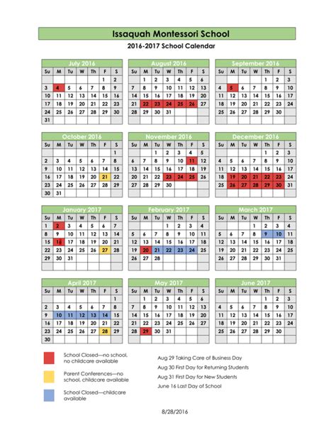 School Calendar - Issaquah Montessori