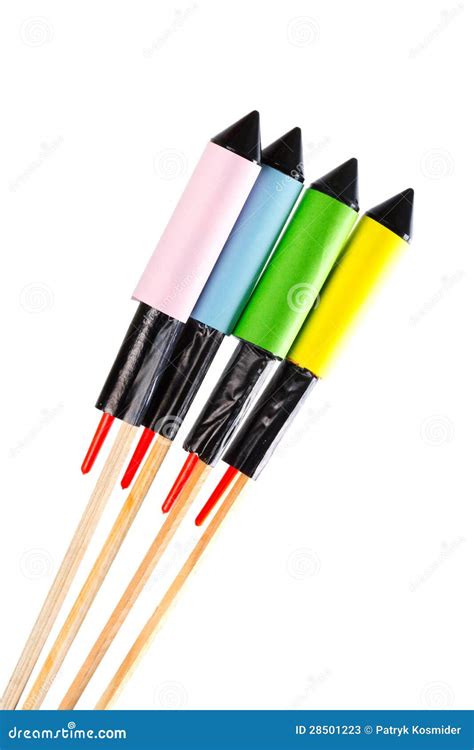 Fireworks On Stick Over White Stock Photos - Image: 28501223