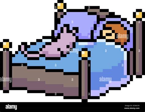 vector pixel art bed sleep cat isolated cartoon Stock Vector Image & Art - Alamy