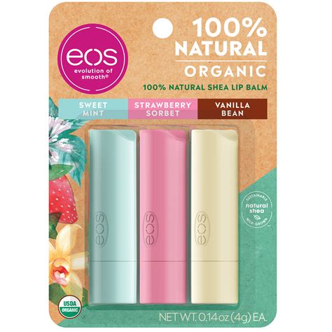 eos 100% Natural & Organic Lip Balm 3-Pack Stick - Lip Moisturizer ...