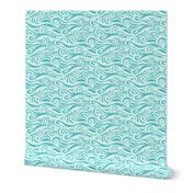 Ocean Waves Aqua Wallpaper | Spoonflower