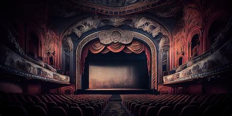 Premium AI Image | Interior view of old cinema theater Theater vintage stage Empty theater hall ...