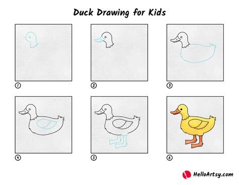 Duck Drawing for Kids - HelloArtsy