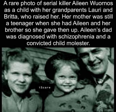 A rare photo of serial killer Aileen Wuornos as a Child with her grandparents Lauri and Britta ...