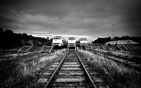 Download Railroad Train Photography Black & White HD Wallpaper