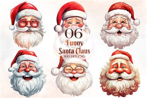 Funny Santa Claus Watercolor Clipart Graphic by Cat Lady · Creative Fabrica