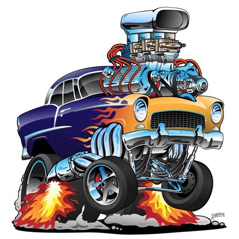 Classic Fifties Hot Rod Muscle Car Cartoon by hobrath | Cool car ...