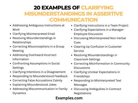 Clarifying Misunderstandings in Assertive Communication: Examples, PDF