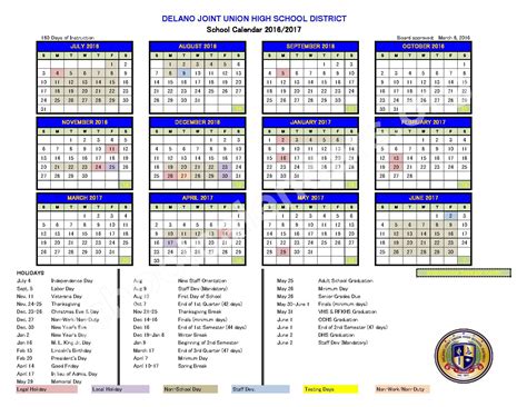 Delano Joint Union High School District Calendars – Delano, CA