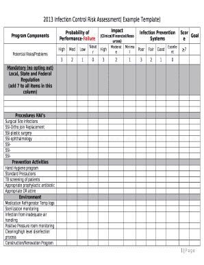 Infection Control Risk Assessment Template - Fill and Sign Printable Template Online