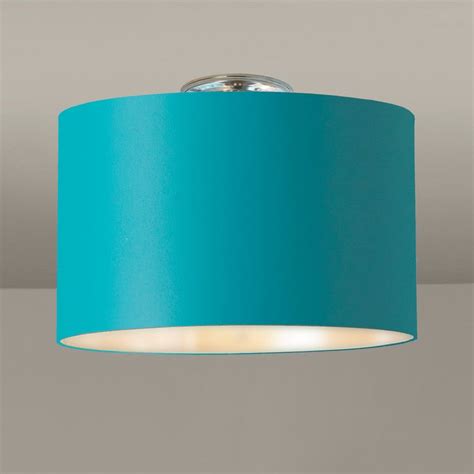 Colored Drum Shade Ceiling Light | Blue lamp shade, Ceiling light shades, Teal lamp shade