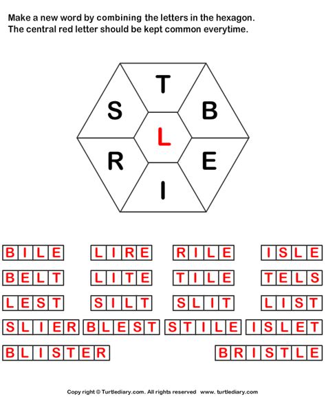 Make Words using Letters T B E I R S L Worksheet - Turtle Diary