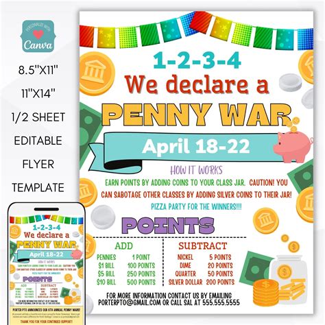 Penny Wars Fundraiser Event Flyer Set | Editable Template