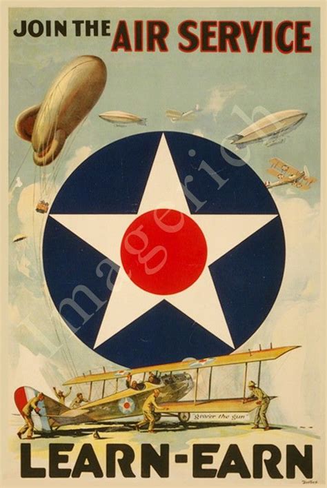 World War 1 Poster Join the Air ServiceLearnEarn by Imagerich, $19.97 ...