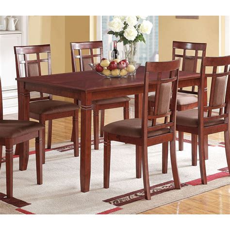 Kitchen Table and 6 Chairs with Thick Soft Cushions, 36" x 60" Dinette Set Solid Acacia Wood ...