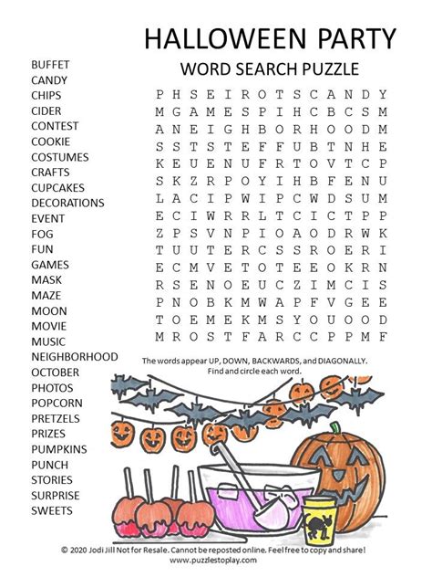 halloween party word search puzzle | Halloween word search, Free word ...