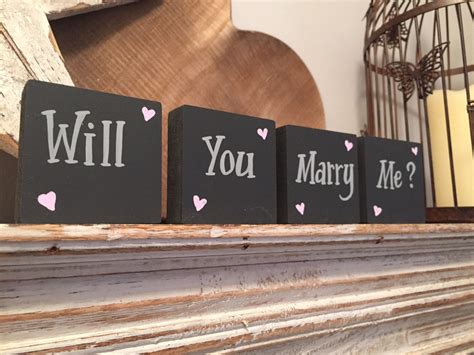 Wooden proposal signs - 'Will You Marry Me?' , set of 4, 6cm, super cute