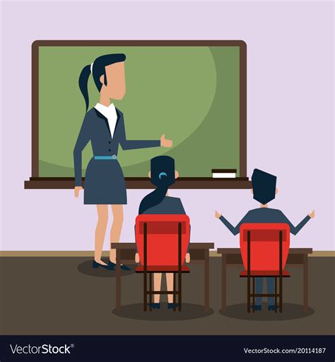 Teacher in classroom cartoon Royalty Free Vector Image