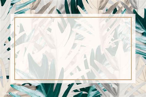 Rectangle frame on metallic leaves patterned background illustration ...