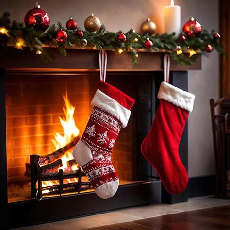 Premium AI Image | christmas stockings on fireplace