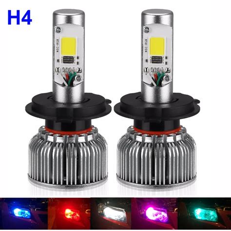 Suparee Auto RGB Led Headlight H4 Bulb 12V 80W Smartphone Control Multi color Super Bright Combo ...