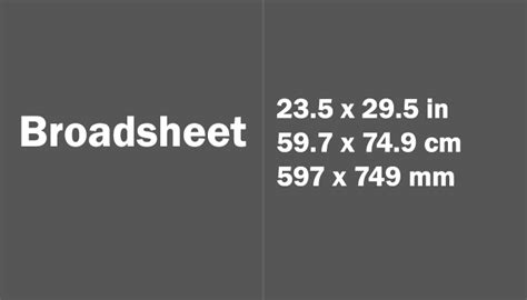 Broadsheet Paper Size Dimensions - Newspaper Paper Sizes