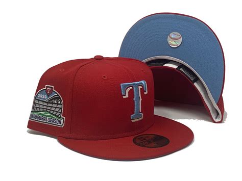 Red Texas Rangers Inaugural Season Custom New Era Fitted Hat – Sports ...